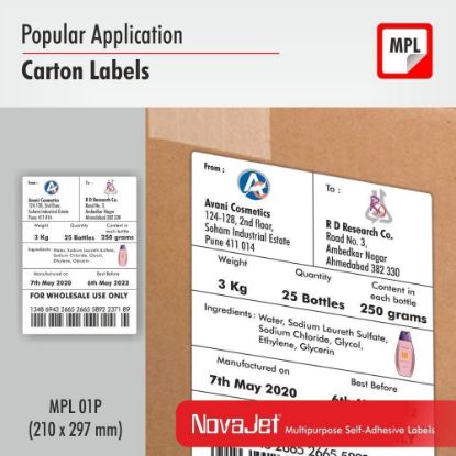 Picture of NovaJet Multipurpose Label 01P - 210x297 WOD - MPL01P
