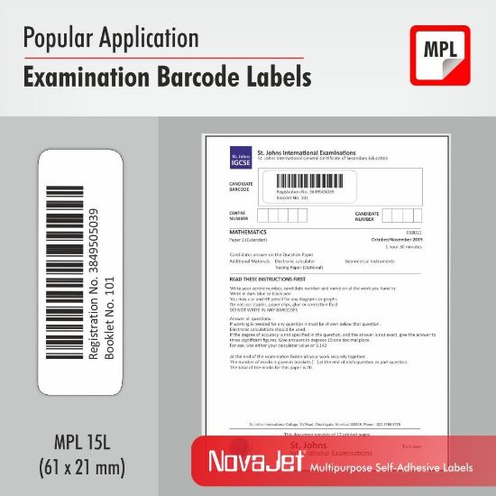 Picture of NovaJet Multipurpose Label 15L-61 x 21.5 WR - MPL15L